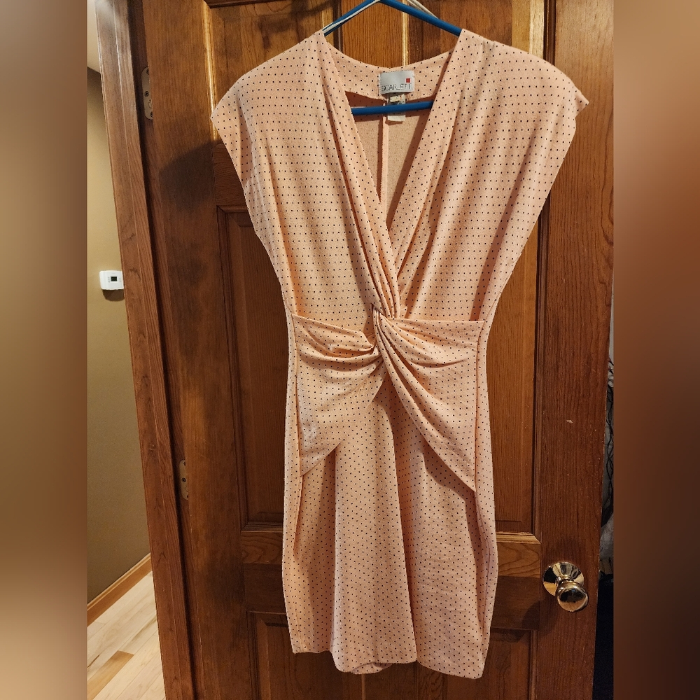 Elegant Peach Polka Dot Dress